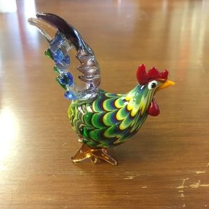 Fitz and Floyd Art GLASS Managerie Rooster Figurine